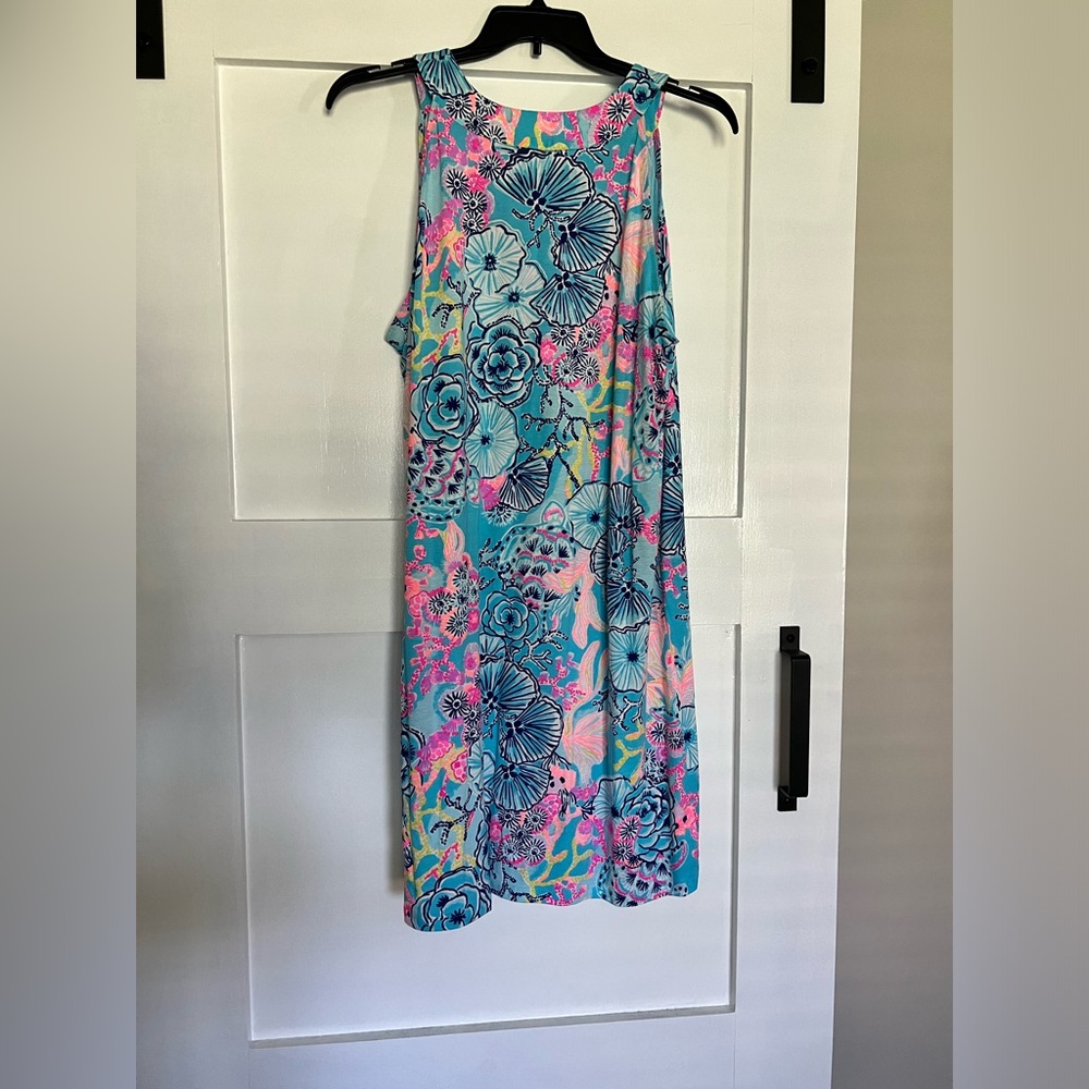 Lilly Pulitzer Blue Pink Floral Dress XXL - Picture 2 of 3